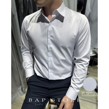 Áo sơ mi sọc hồng tím áo sơ mi công sở chất vải sợi tre mát mịn không nhăn form dáng slimfit mẫu mới 2026